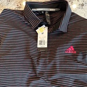 Adidas Black Ultimate365 Space Dye Stripe Polo Shirt - MEDIUM